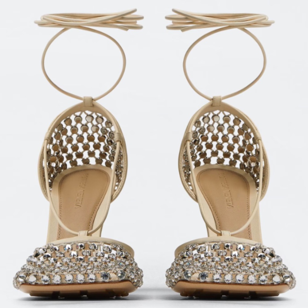 Bottega Veneta sparkle stretch crystal lace up shoes